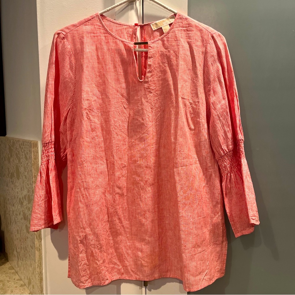 Michael Kors Red/White Striped linen blouse S